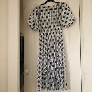 Polka dot puff sleeve sheer dress